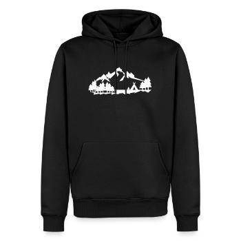 Camping im Wald in den Bergen -Silhouette isolier - Männer Premium Bio Hoodie - Schwarz - Vorne - Nico (187cm)