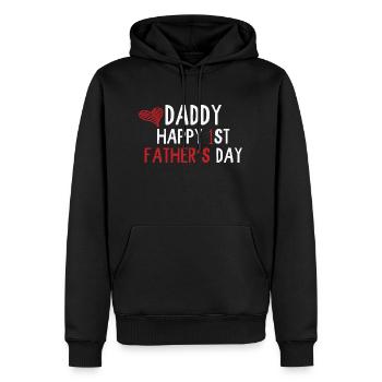 Daddy Happy 1st Fathers Day - Männer Premium Bio Hoodie - Schwarz - Vorne - Nico (187cm)