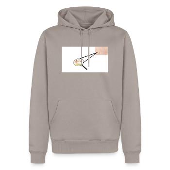 Uebergang - Männer Premium Bio Hoodie - Taupe - Vorne - Nico (187cm)