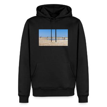 Paysage à la rivière Cubango avec girafe - Sweat à capuche Premium bio Homme - noir - Devant - Nico (187cm)