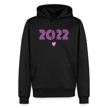 Née en 2022 fille - Sweat à capuche Premium bio Homme - noir - Devant - Nico (187cm)