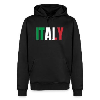 Drapeau de l’Italie - Sweat à capuche Premium bio Homme - noir - Devant - Nico (187cm)