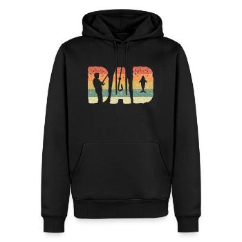 Funny sunset vintage fishing dad word to customize - Men’s Premium Organic Hoodie - black - Front - Nico (187cm)