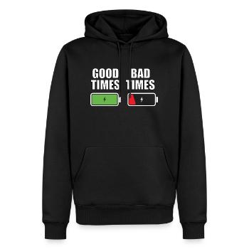 Good Battery Bad Battery - Männer Premium Bio Hoodie - Schwarz - Vorne - Nico (187cm)