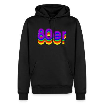 Années 80 - Sweat à capuche Premium bio Homme - noir - Devant - Nico (187cm)