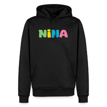 Name - Nina - Männer Premium Bio Hoodie - Schwarz - Vorne - Nico (187cm)