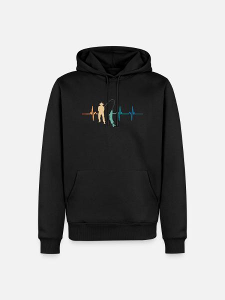 Fisherman's Heartbeat - Men’s Premium Organic Hoodie - black