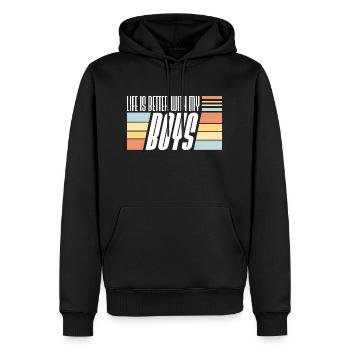 Life Is Better With My Boys Das Leben ist besser - Männer Premium Bio Hoodie - Schwarz - Vorne - Nico (187cm)