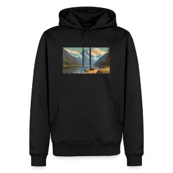 Parc national de Fiordland, Nouvelle-Zélande - Sweat à capuche Premium bio Homme - noir - Devant - Nico (187cm)
