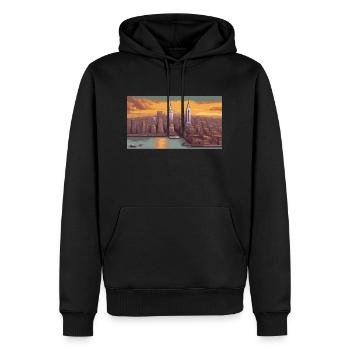 New York City - Pixelkunst - Männer Premium Bio Hoodie - Schwarz - Vorne - Nico (187cm)