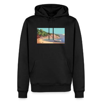 Zlatni Rat, Kroatien - Pixel Art - Männer Premium Bio Hoodie - Schwarz - Vorne - Nico (187cm)