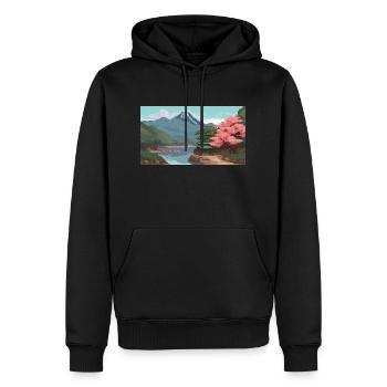 Miho No, Matsubara, Japon - Pixel Art - Sweat à capuche Premium bio Homme - noir - Devant - Nico (187cm)