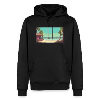 Isla Holbox, Mexique - Pixel Art - Sweat à capuche Premium bio Homme - noir - Devant - Nico (187cm)