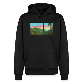 El Yunque National Forest, Puerto Rico, Pixelart - Männer Premium Bio Hoodie - Schwarz - Vorne - Nico (187cm)