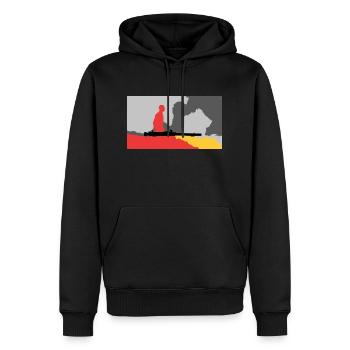 krieg - Männer Premium Bio Hoodie - Schwarz - Vorne - Nico (187cm)