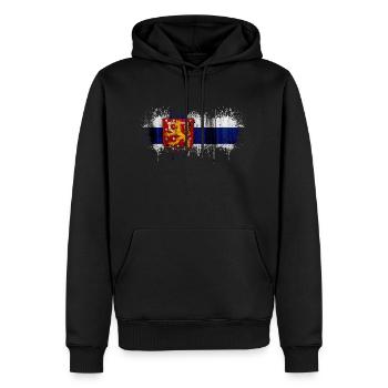 Finlande Suomi helsinki scandinavie viking fine FIN - Sweat à capuche Premium bio Homme - noir - Devant - Nico (187cm)