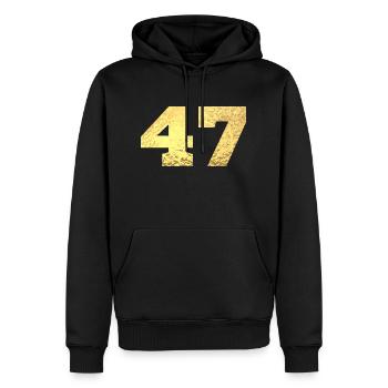 Numéro 47 paillettes doré - 47e anniversaire - Sweat à capuche Premium bio Homme - noir - Devant - Nico (187cm)