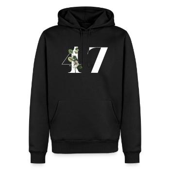 Nummer 47 Blumengrün - 47. Blumengeburtstag - Männer Premium Bio Hoodie - Schwarz - Vorne - Nico (187cm)