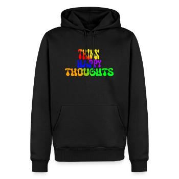 Think Happy Thoughts - Männer Premium Bio Hoodie - Schwarz - Vorne - Nico (187cm)