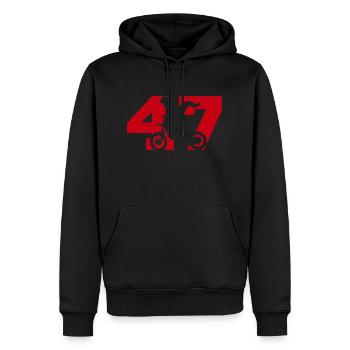 Moto 47 Biker - Männer Premium Bio Hoodie - Schwarz - Vorne - Nico (187cm)