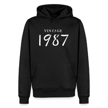 Jahrgang 1987 - Jubiläums-Geschenkidee - Männer Premium Bio Hoodie - Schwarz - Vorne - Nico (187cm)