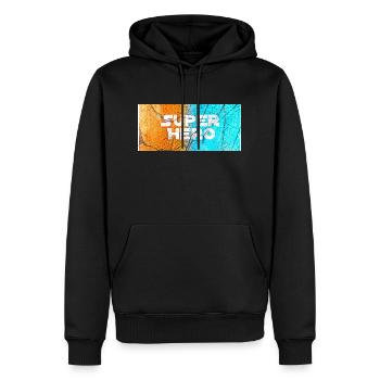 Super Hero - Männer Premium Bio Hoodie - Schwarz - Vorne - Nico (187cm)