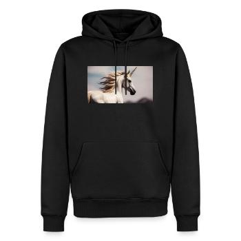 Licorne - Sweat à capuche Premium bio Homme - noir - Devant - Nico (187cm)