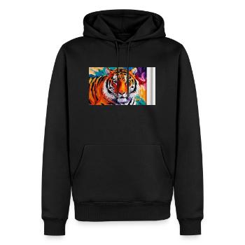 Abstrait Tigre 20250303 160916 0000 - Sweat à capuche Premium bio Homme - noir - Devant - Nico (187cm)