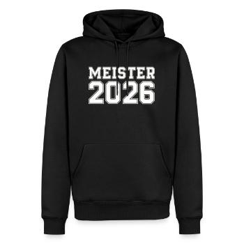meister 2026 - Männer Premium Bio Hoodie - Schwarz - Vorne - Nico (187cm)