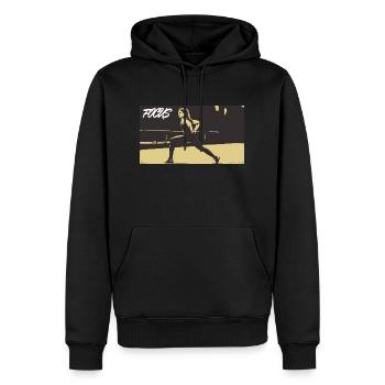 FOCUS_yellowgrey - Sweat à capuche Premium bio Homme - noir - Devant - Nico (187cm)