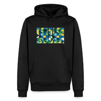 Geometrische Farbexplosion - Männer Premium Bio Hoodie - Schwarz - Vorne - Nico (187cm)