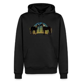 Chevaux - Sweat à capuche Premium bio Homme - noir - Devant - Nico (187cm)