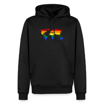 LGBT PRIDE Partout dans le monde - Sweat à capuche Premium bio Homme - noir - Devant - Nico (187cm)
