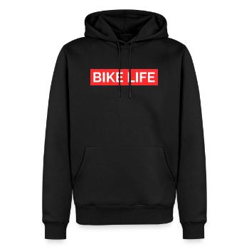 Bike Life - Sweat à capuche Premium bio Homme - noir - Devant - Nico (187cm)