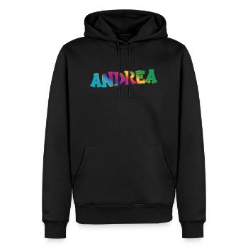 Andrea - Männer Premium Bio Hoodie - Schwarz - Vorne - Nico (187cm)