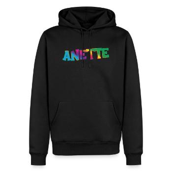 Anette - Men’s Premium Organic Hoodie - black - Front - Nico (187cm)