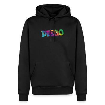 Diego - Männer Premium Bio Hoodie - Schwarz - Vorne - Nico (187cm)