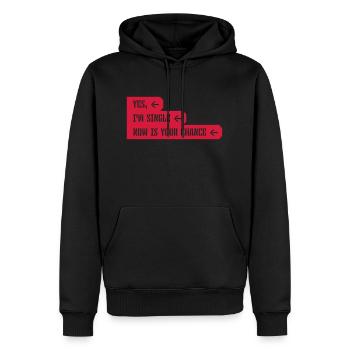single now your chance - Männer Premium Bio Hoodie - Schwarz - Vorne - Nico (187cm)