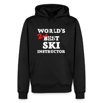 Deuxième meilleur moniteur de ski au monde - Sweat à capuche Premium bio Homme - noir - Devant - Nico (187cm)
