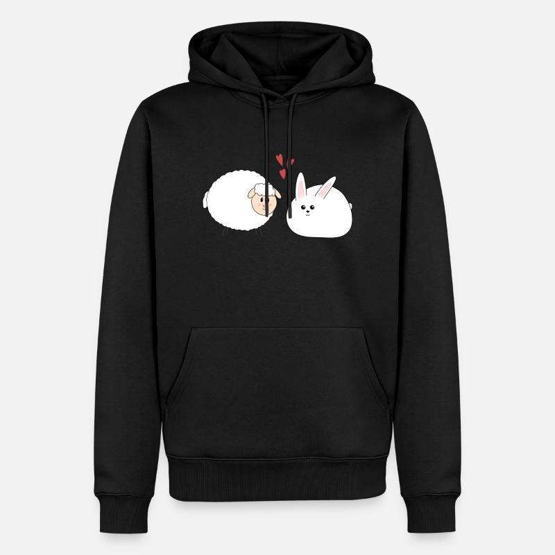 Lapin et mouton, Pâques - Sweat à capuche Premium bio Homme - noir