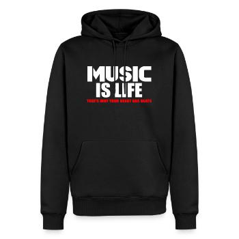 Musik ist Leben - Männer Premium Bio Hoodie - Schwarz - Vorne - Nico (187cm)