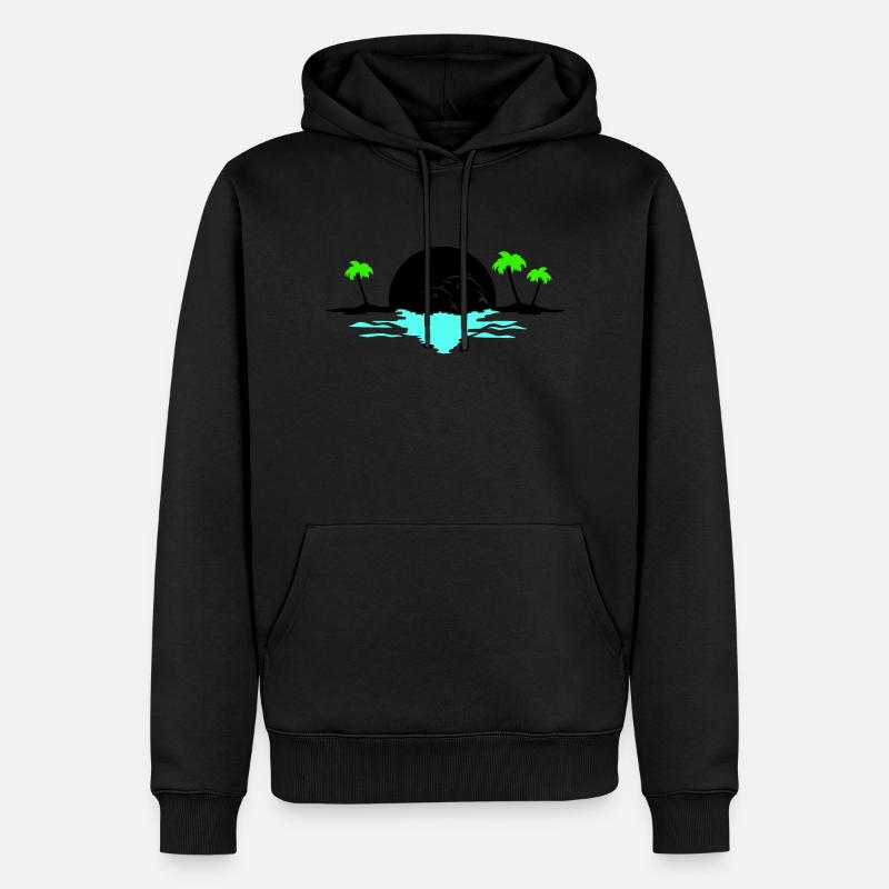 Dauphins au coucher du soleil - Sweat à capuche Premium bio Homme - noir