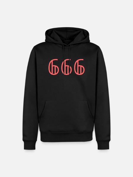 Engletall |666|. - Premium økologisk hettegenser for menn - svart