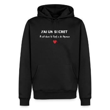 J'ai un secret, il est dans le ventre de maman - Sweat à capuche Premium bio Homme - noir - Devant - Nico (187cm)