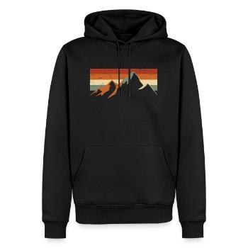 Retro Mountain Vintage Geschenkidee - Männer Premium Bio Hoodie - Schwarz - Vorne - Nico (187cm)