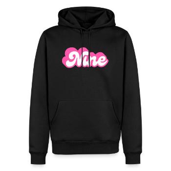 nine birthday - 9e anniversaire rétro rose - Sweat à capuche Premium bio Homme - noir - Devant - Nico (187cm)
