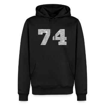 74 Silber Glitter - 74 Geburtstag - Männer Premium Bio Hoodie - Schwarz - Vorne - Nico (187cm)