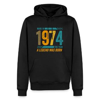 Made in 1974, the year a legend was born - Men’s Premium Organic Hoodie - black - Front - Nico (187cm)