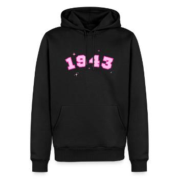 1943 rose étoile - Sweat à capuche Premium bio Homme - noir - Devant - Nico (187cm)