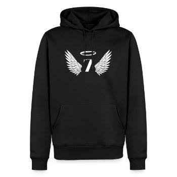 Nummer 7 Engel - Flügel zum 7. Geburtstag - Männer Premium Bio Hoodie - Schwarz - Vorne - Nico (187cm)